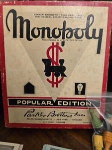 Juego de mesa Monopoly Popular Edition 1954 vintage piezas de madera sin tablero - Imagen 1 de 6