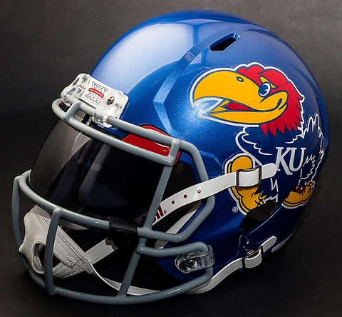 *CUSTOM* KANSAS JAYHAWKS NCAA Riddell SPEED Full Size Replica Football Helmet Cover