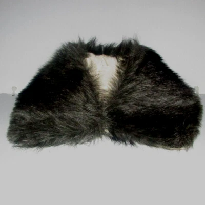 COLLAR PIEL SINTÉTICA forrado negro/gris 21" alrededor del cuello 4,5-5,5" ancho (coser rm bx 9) Foto 1 de 4