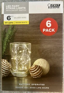 Feit Electric 6 Pack LED FAIRY LIGHTS with on/off switch-6ft each-warm white - Picture 1 of 6