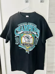 Vintage 1997 Florida Marlins World Series Champions Crew Neck T-shirt Men's L - Picture 1 of 3