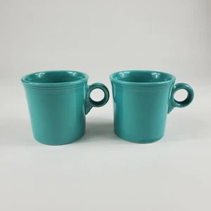 Fiestaware Teal Tom & Jerry Handle Coffee Mug Pair - Picture 1 of 4
