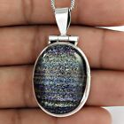 Anniversary Gift For Her Natural Dico Glass Men's Pendant Tribal 925 Silver C70