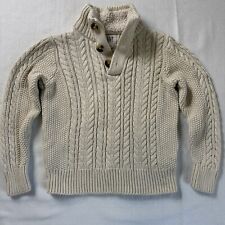 Gap Kids Boys XS 4-5 Cable Knit Sweater Chunky Mock Sherpa Lined Collar Ivory