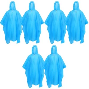 6 pcs Portable Rain Ponchos Reusable Raincoat with Hoods Adult Raincoat for - Picture 1 of 12