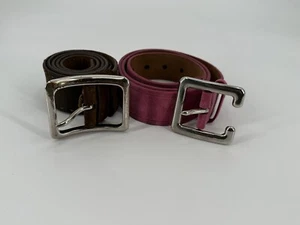 LOT OF 2 Prada Leather Suede Notched Buckle Normal Width Belt Women's Sz 34 - Picture 1 of 18