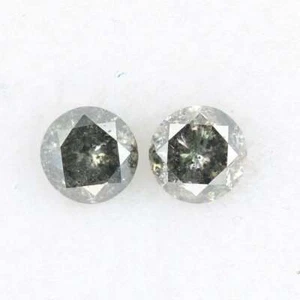 Par de diamantes sueltos de corte brillante redondo sal y pimienta gris natural de 2,50 mm 2 un. - Imagen 1 de 7