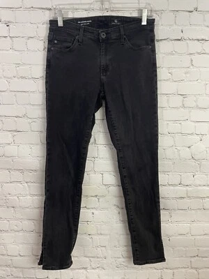AG Adriano Goldschmied The LEGGING ANKLE Black Super Skinny Jeans 28R Slit - Image 1 of 4