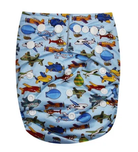 SEE DIAPERS ONE SIZE BABY CLOTH DIAPER WITH 2 INSERTS - MICROFLEECE INNER - NEW - Picture 1 of 3