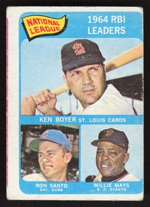 1965 TOPPS WILLIE MAYS 6 GOOD KEN BOYER RON SANTO RBI LEADERS GIANTS