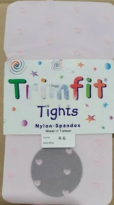 Girls Trimfit Brand Pink Tiny Hearts Detail Opaque Nylon Spandex Tights 4-6 - Picture 1 of 4