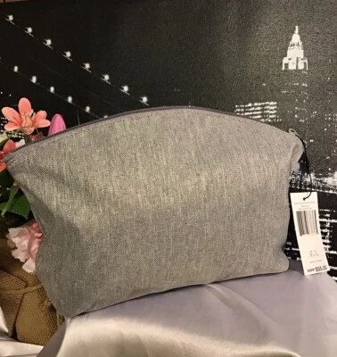 Vera Bradley Lighten Up Grand Travel Large Cosmetic Bag HEATHER GRAY NWT RV$55 - Image 1 of 4