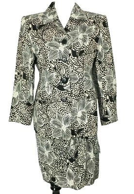 Vintage Tahari High Waist Skirt Suit Black and Beige Large Floral Womens Small - Image 1 of 4