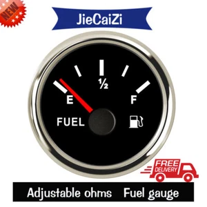 silver black 52mm/2" fuel level meter gauge adjustable ohms for car truck marine - Picture 1 of 7