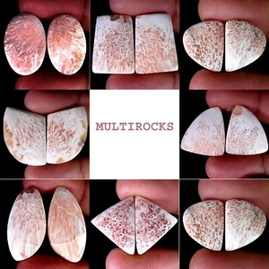 NATURAL PINK SCOLECITE DESIGNER MIX PAIR CABOCHON LOOSE GEMSPAIR PK107 - Imagen 1 de 101