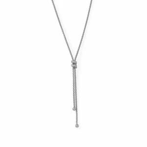 Italian 925 Sterling Silver CZ Coreana Lariat Wrap Bead Drop Y Necklace 16"+2" - Picture 1 of 1