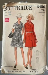 VINTAGE 1960's BUTTERICK #5456 UNCUT LADIES DRESS SIZE 16 1/2 BUST 39 - Picture 1 of 2