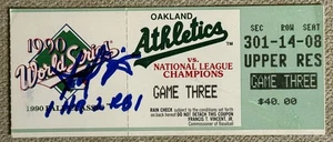 Harold Baines Signed 1990 Game 3 World Series Ticket w/ HR & RBI Inscription - Picture 1 of 2