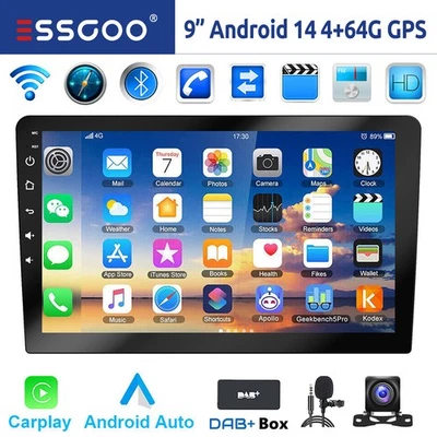 Autoradio 2DIN DAB+ Android 14 4+64G Carplay GPS Navi RDS Bluetooth WIFI MIK Kam - Bild 1 von 4