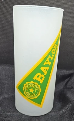 Baylor University Bears Frosted Highball Glass Pennant  16oz 6.25" VTG - Image 1 of 4