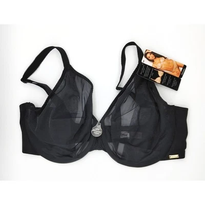 Gossard 6271 глянцевые прозрачные сетки на косточках полный чашка бюстгальтер US36H черный новый - Изображение 1 из 4