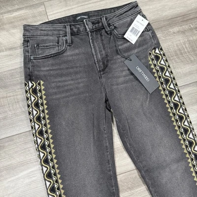 Pantalones de mezclilla ajustados bordados Driftwood Jackie para mujer talla 25 negros lavados nuevos con etiquetas Foto 1 de 4