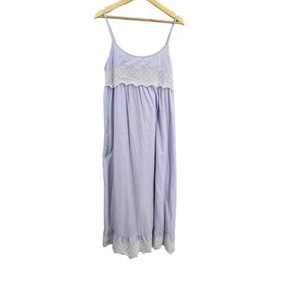 Vestido Babydoll Rachel Ashwell Azul Midi Encaje Volantes Shabby Chic Cottagecore Talla L Foto 1 de 4