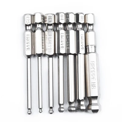 Screwdriver Bit Silver Ball Head Hex Shank High Precision 1/4inch 65mm - Image 1 of 4