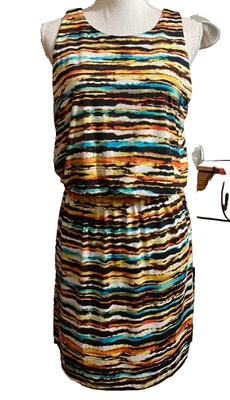 Pre Owned Wishes Wishes Wishes Vibrant Colorful Sleeveless Mini Dress Large - Image 1 of 4