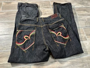 Jeans vintage Rocawear uomo 40x32 nero largo Y2K streetwear gamba larga skater gotico - Foto 1 di 9