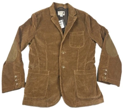 NOVO Blazer Masculino Vintage Veludo Marinho M Marrom Cotovelo Patches 2 Botões Novo com etiquetas - Imagem 1 de 4