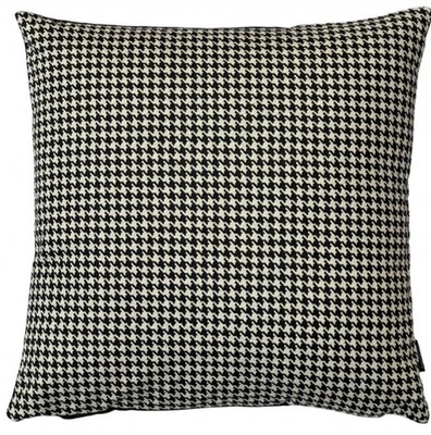 Houndstooth Cushion Cover Printed Organic Cotton Linen Fabric Country 16-24” - Image 1 of 2