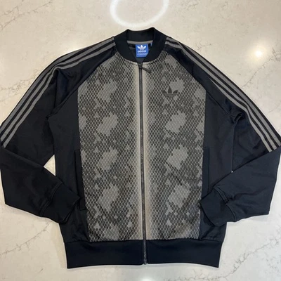 Adidas Originals Reflective Track Jacket Black Snakeskin Mens L Superstar Bomber - Image 1 of 4