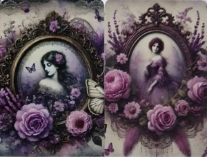 Swap cards Modern playing card back Ladies in oval frames - Picture 1 of 1
