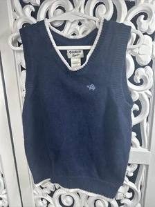 Oshkosh B’gosh Knitted Style Blue White Sleeveless Turtle Size 3 Toddler - Picture 1 of 6