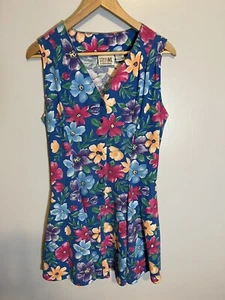 vintage 80s/90s Blue Floral Sundress Button Down Size S Stefano Fit & Flare - Picture 1 of 5