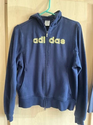 Adidas Juvenil XL Cremallera Completa Azul Sudadera con Capucha Chaqueta L/S 3 Rayas Bolsillos Delanteros AAL001 Foto 1 de 4