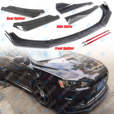 Divisor delantero estilo carbono para Mitsubishi Lancer + faldón lateral + divisor trasero Foto 1 de 4