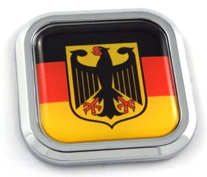 German Eagle Flag Square Chrome rim Emblem Car 3D Decal Badge Bumper sticker 2" - Foto 1 di 8