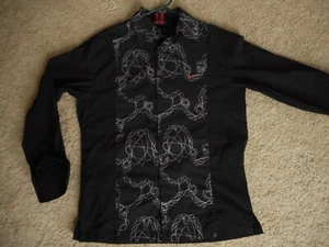 Stacy Adams Mens Medium Shirt Black White Collar Button Down Long sleeve 44" chs - Picture 1 of 10