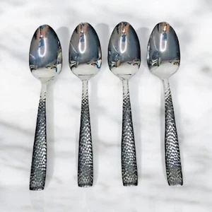Oneida ILLUMA Teaspoons Lot of 4 Stainless Hammered Discontinued 6.25" Flatware - Picture 1 of 11