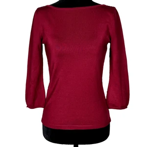 Blusa Ann Taylor Talla SP 3/4 Manga Tejida 45% Seda Elastizada Acanalada Borgoña - Imagen 1 de 16