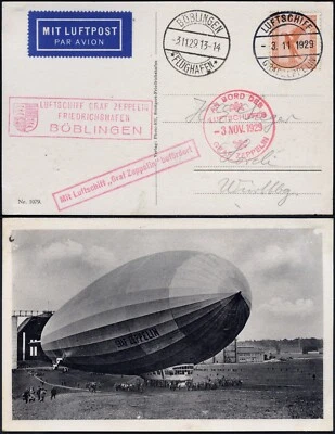 Zeppelin Dt. Reich 1929 Fahrt nach Böblingen Bordpost AK Si 48 B / 1793 - Bild 1 von 3