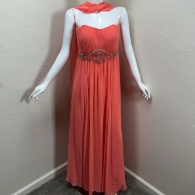 Hermoso NUEVO Vestido Largo Nunca Usado Color Coral, Talla Grande Foto 1 de 4