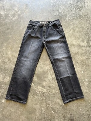 Pantalones de mezclilla para hombre PJ Mark 34x32 negros holgados pierna recta bordados retro Y2K Foto 1 de 4