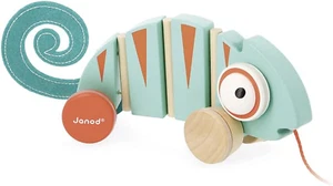 - Tropik Pull-Along Chameleon - Wooden Early-Learning Toy - Silent Wheels - Educ - Picture 1 of 12