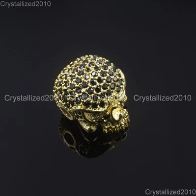Piedras preciosas de circón pavé sólido redondo perforado cráneo pulsera conector cuentas dije Foto 1 de 4