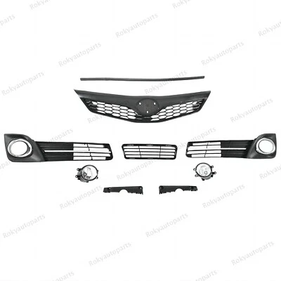For Camry 2012-2014 SE/XSE Lower Upper Grille w/Stip+Fog lights+ Bumper Brackets - Image 1 of 4