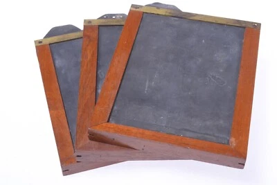 ✅ 3 FRENCH ANTIQUE WOOD 9X12CM W/ FOUR 6X9CM FRAMES GLASS DRY PLATE HOLDERS - Image 1 of 4