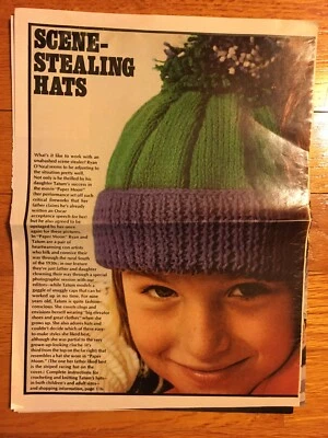 Vintage 1973 McCalls Knitting Crochet Pattern Child Hats - Tatum O'Neal model - Image 1 of 3